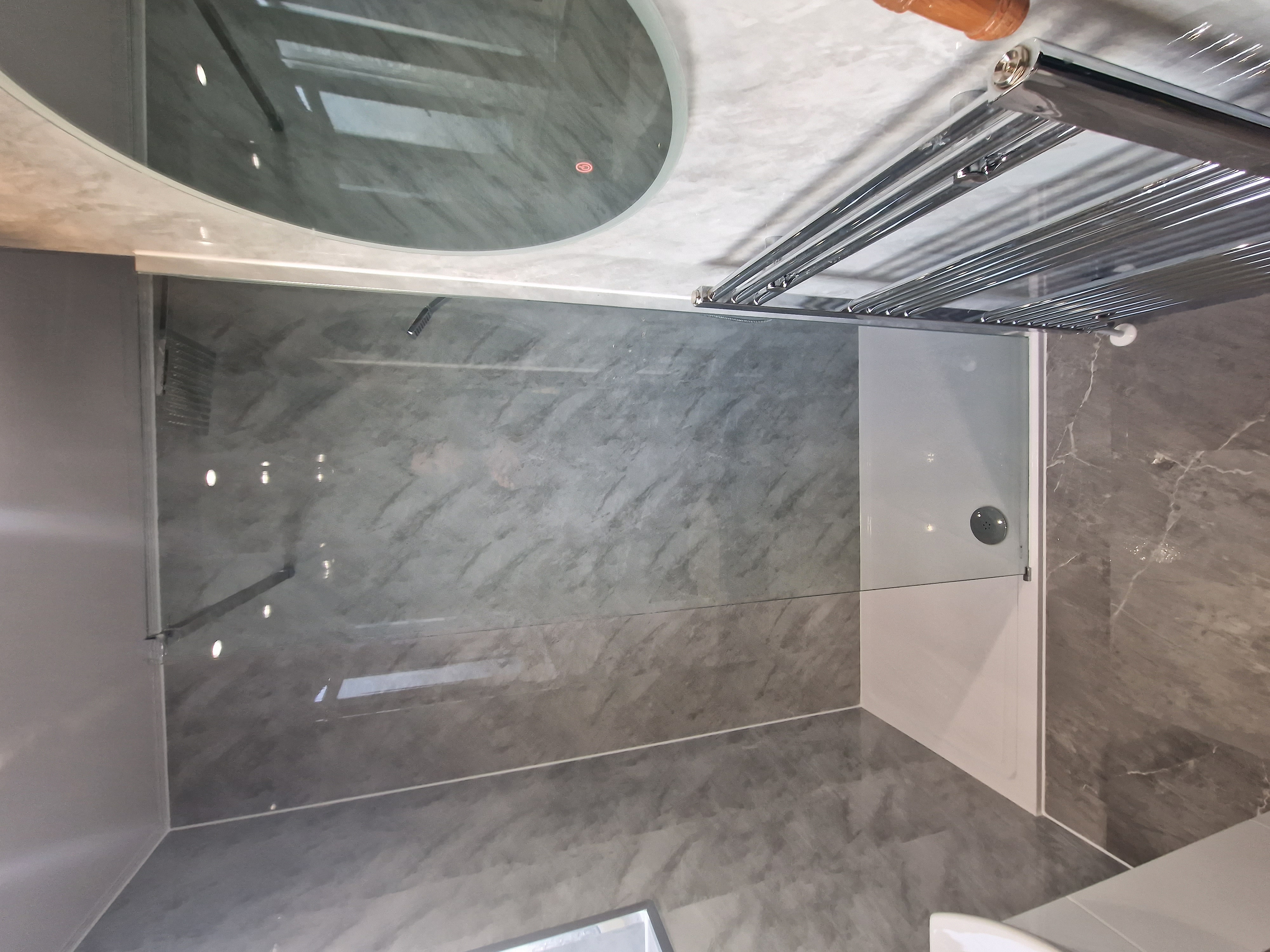 Finished bathroom using Grey Marble panels