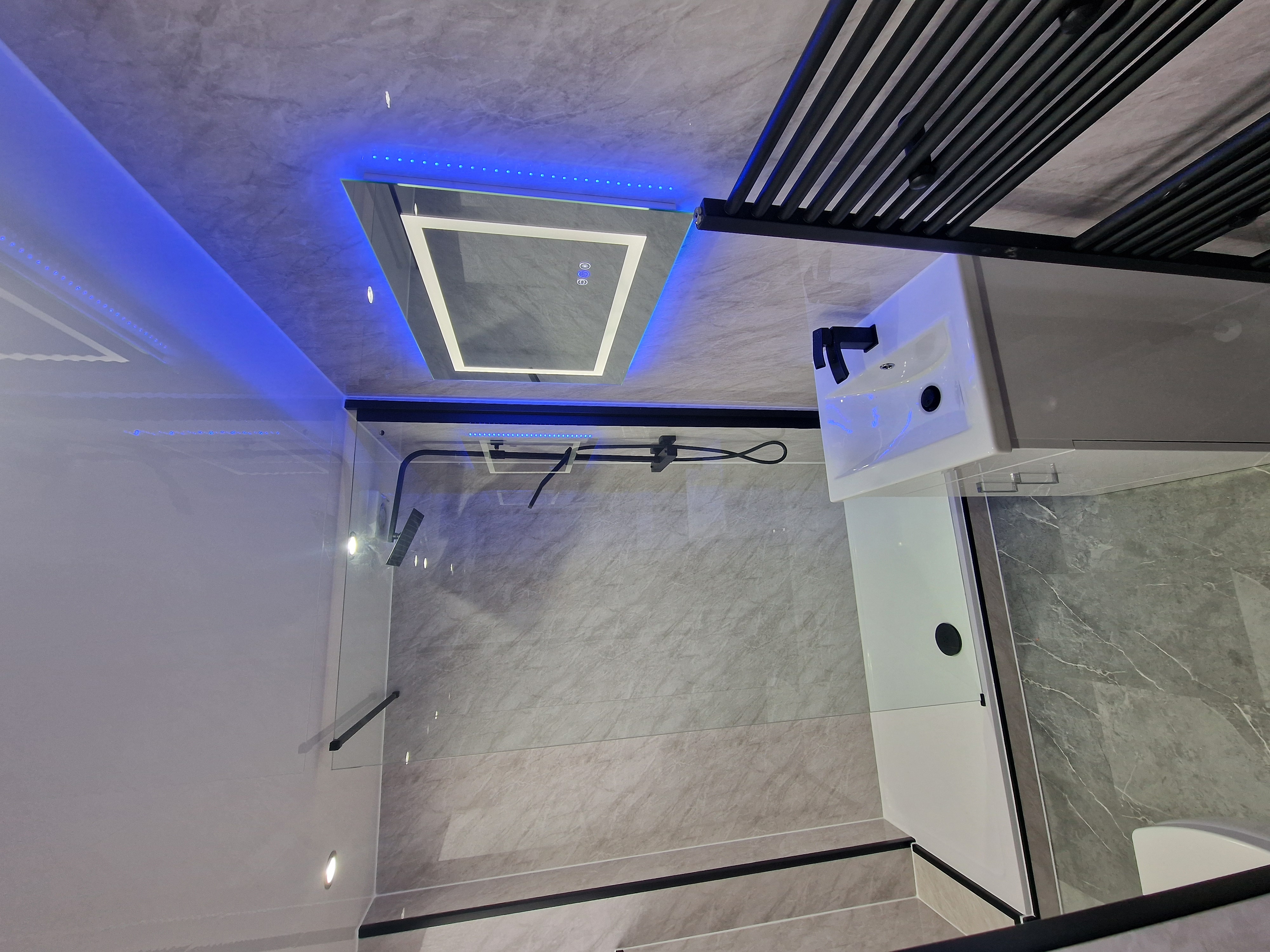 Finished bathroom using Grey Marble panels