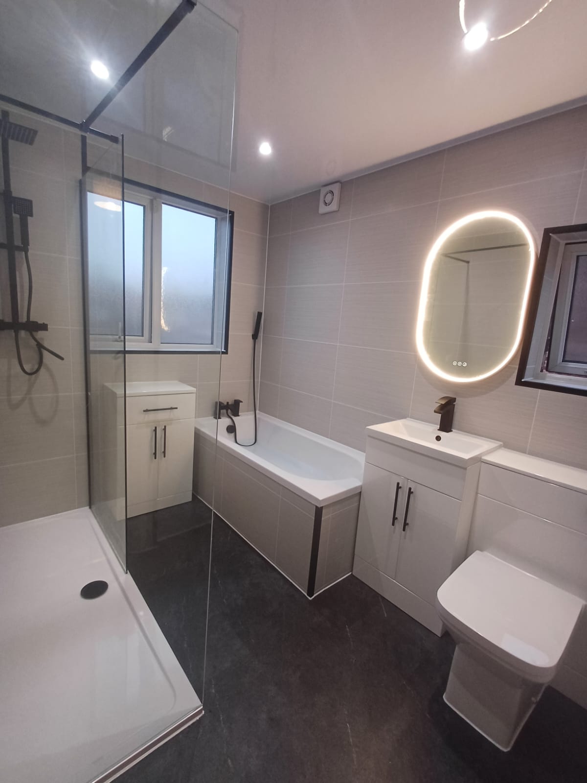 Finished bathroom using Autumn Ice Matt panels
